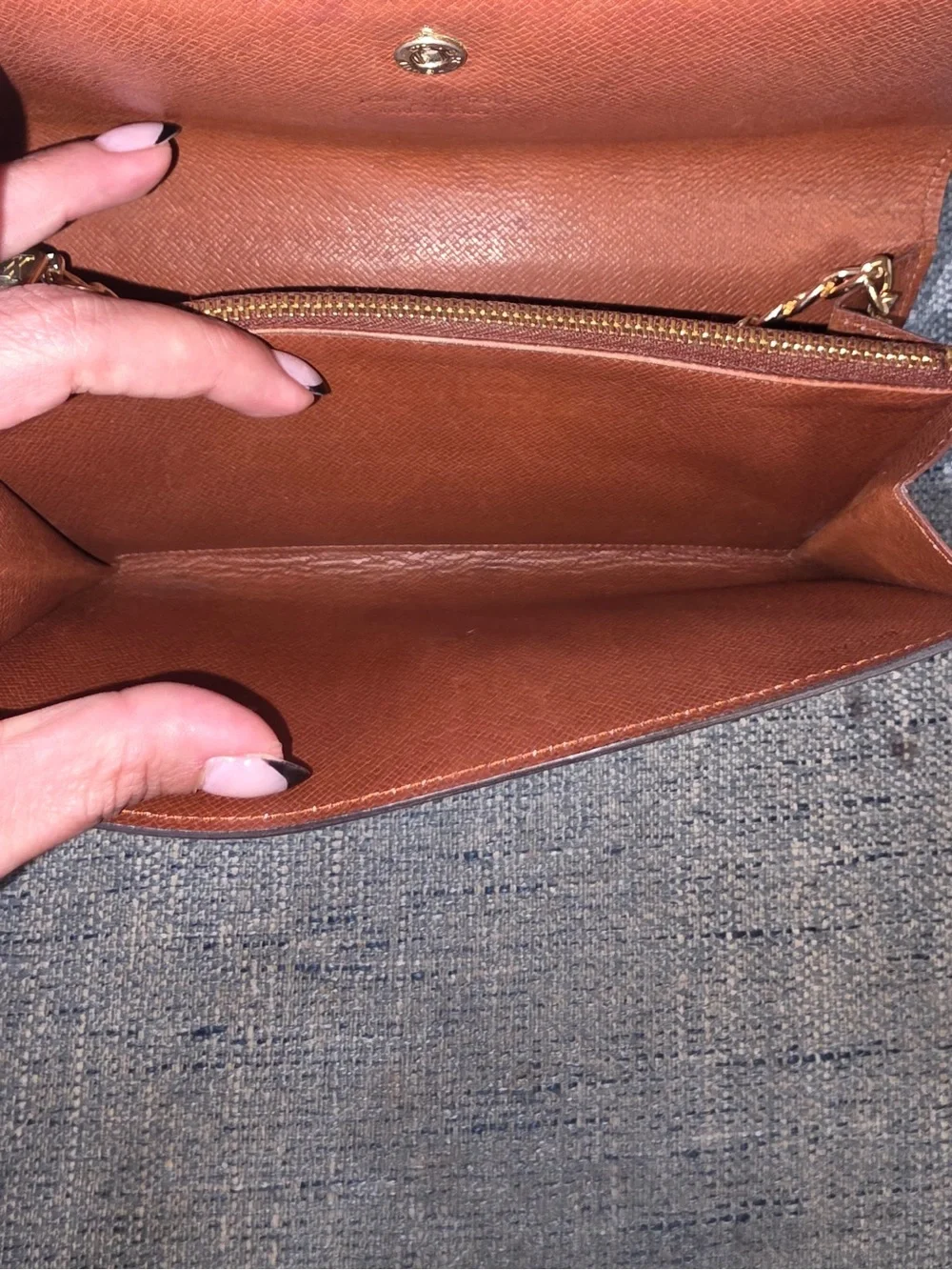 Louis Vuitton Monogram Chain Crossbody in Brown and Gold